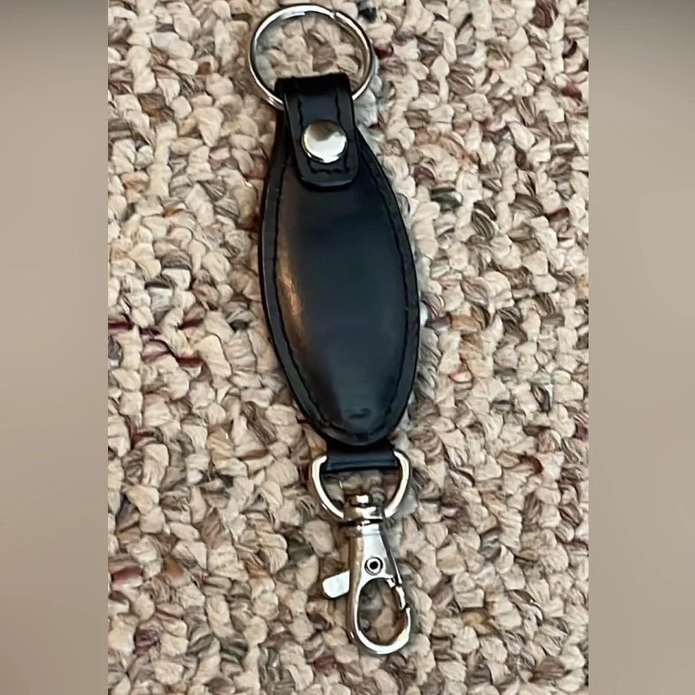 Black Leather Look Keychain